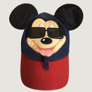 Disney Parks Mickey Mouse Toddler‎ Hat Navy Blue Sunglasses 3D Ears Baseball Cap